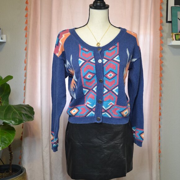 Nuovo Vintage Button Up Aztec Tribal Cardigan Sz. Small - Picture 1 of 1